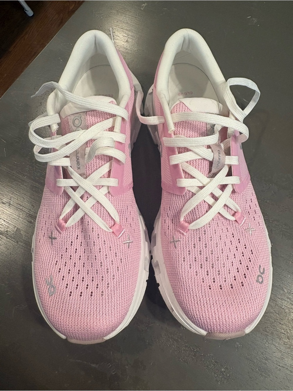 On Cloud X, 4 Pink knit. Size 7. Like new.
